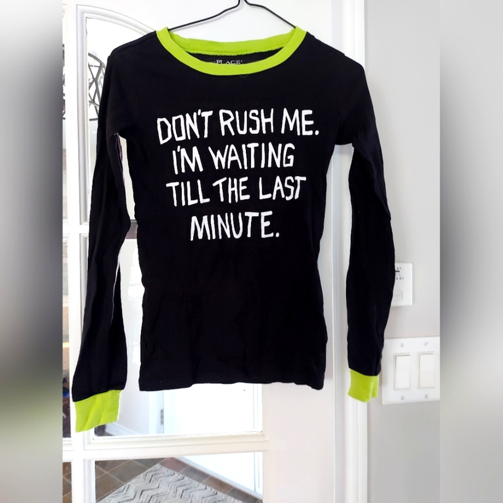 Black and Green Kids  Pj Top/ Long Sleeve Shirt